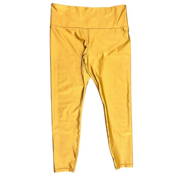 Athleta Elation Shine Tights Leggings Tuscan Gold Metallic Yellow Size XL Yoga - Picture 4 of 9